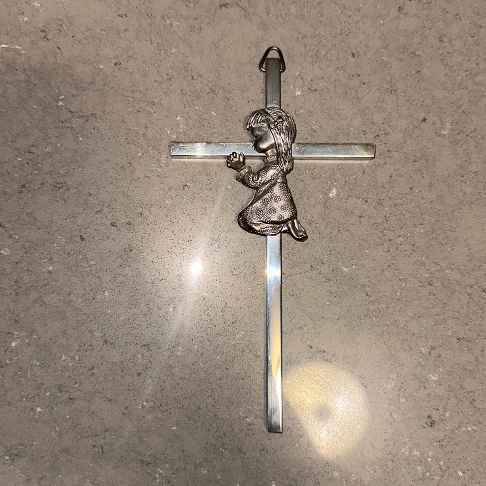 Pewter little girl cross